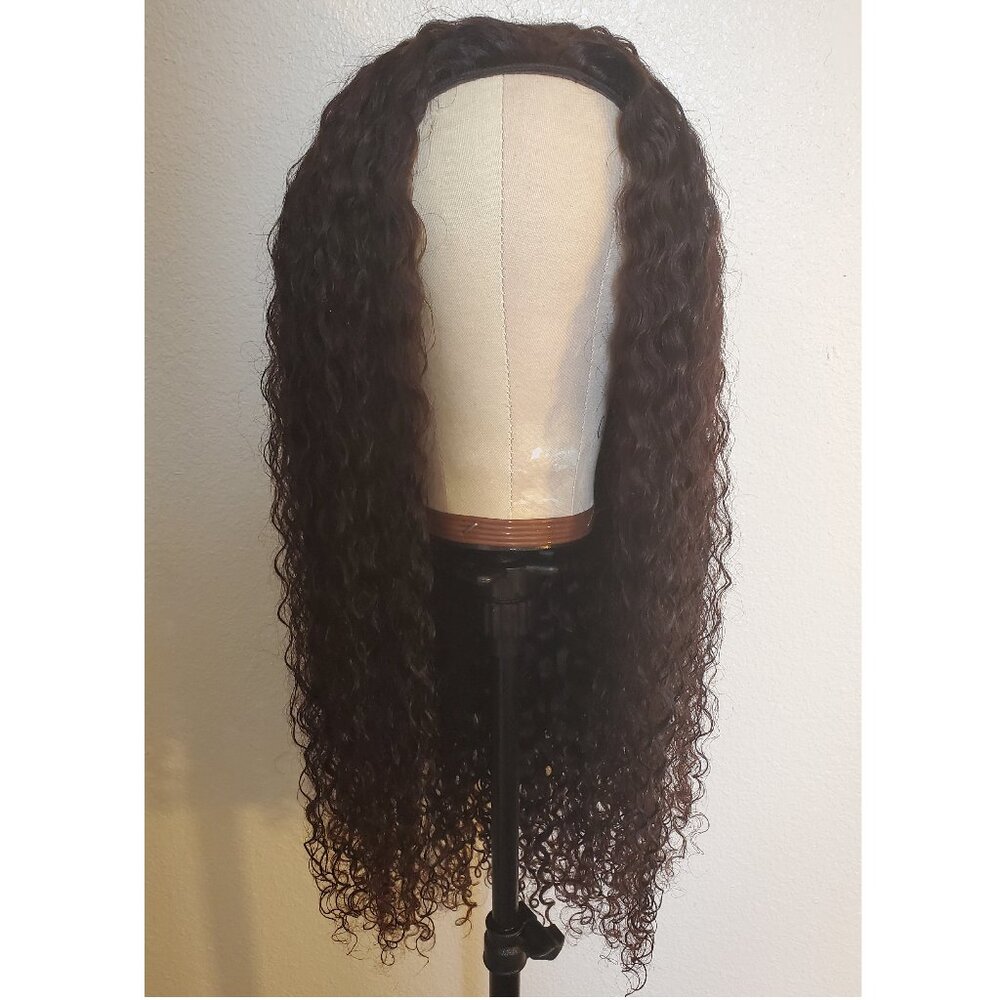 New 24 Inch Human Hair Curly Half Wig